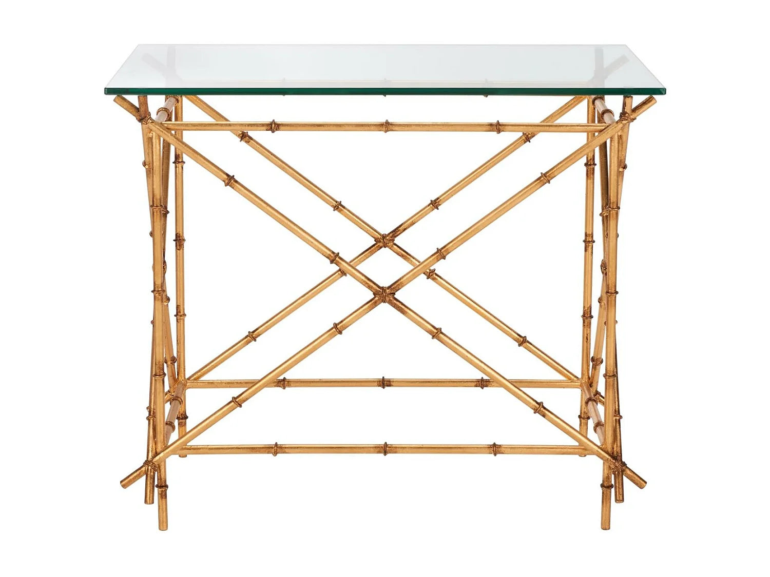Bout de canapé verre et métal doré – BAMBOO
