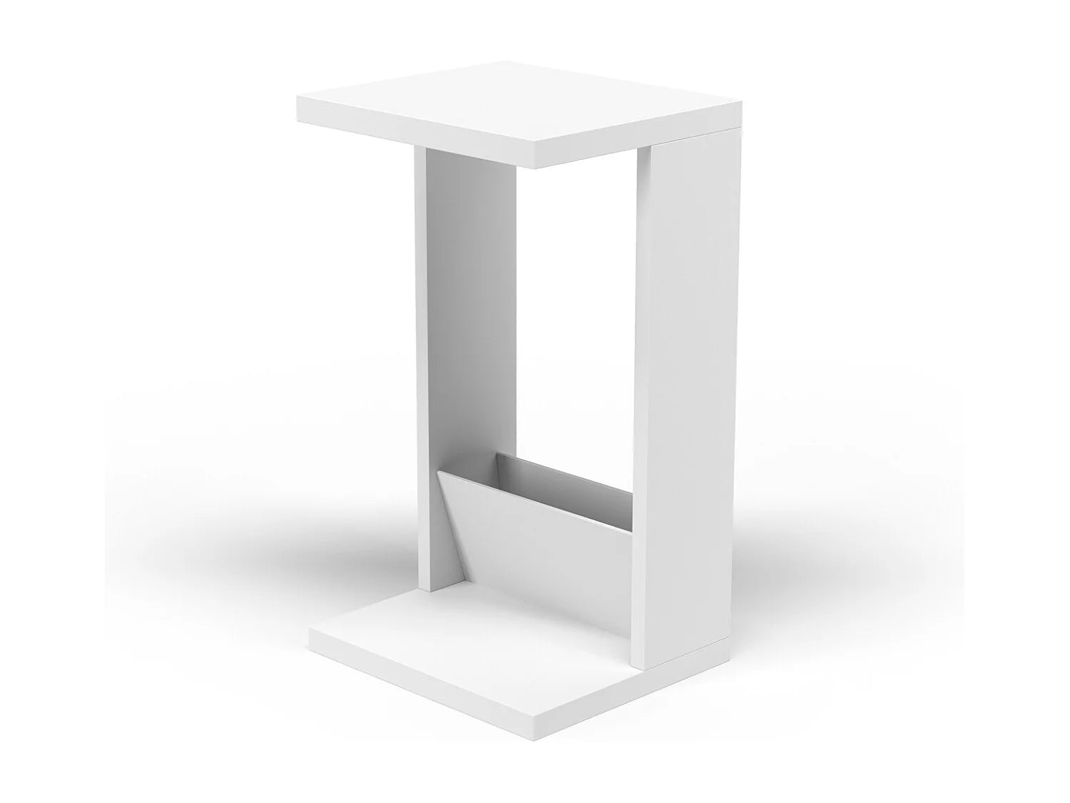 Bout de canapé guéridon haut blanc porte-revues – ALBEA