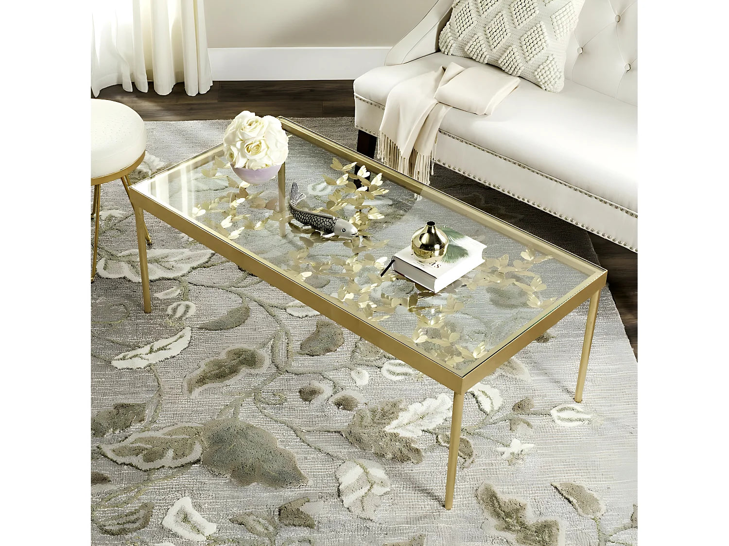Bout de canapé doré et transparent design – RUTHA