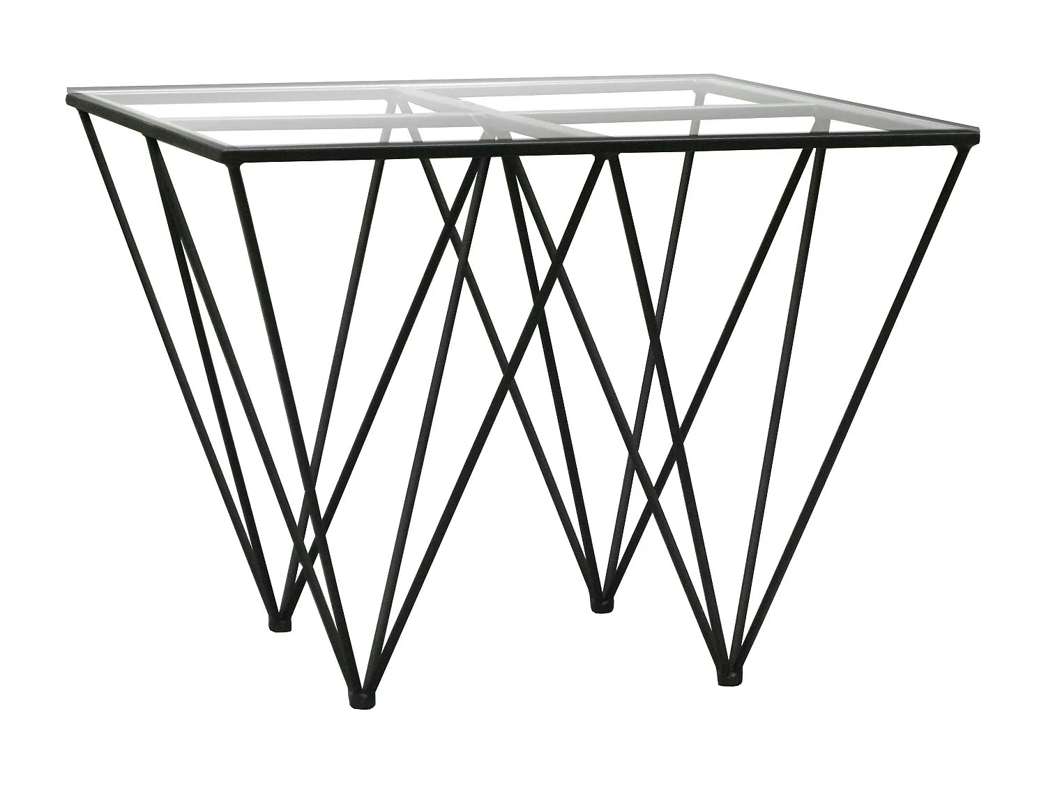 Bout de canapé carré en verre et métal noir – LUMEN