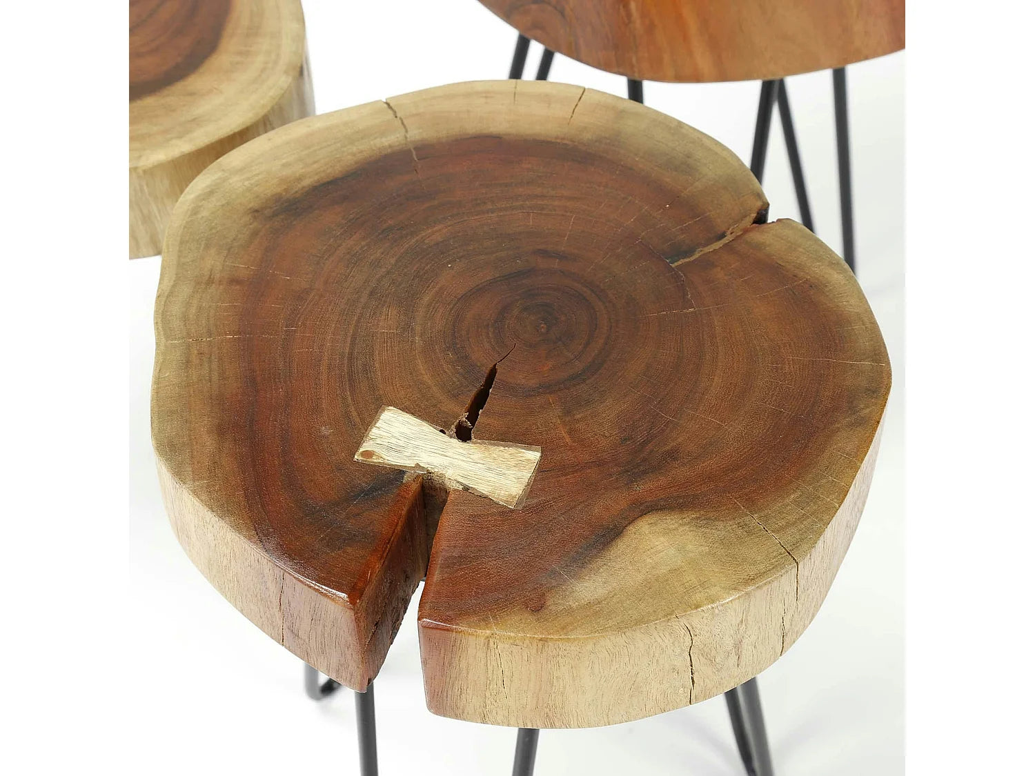 Bout de canapé tronc en acacia massif beige – SOUCHE