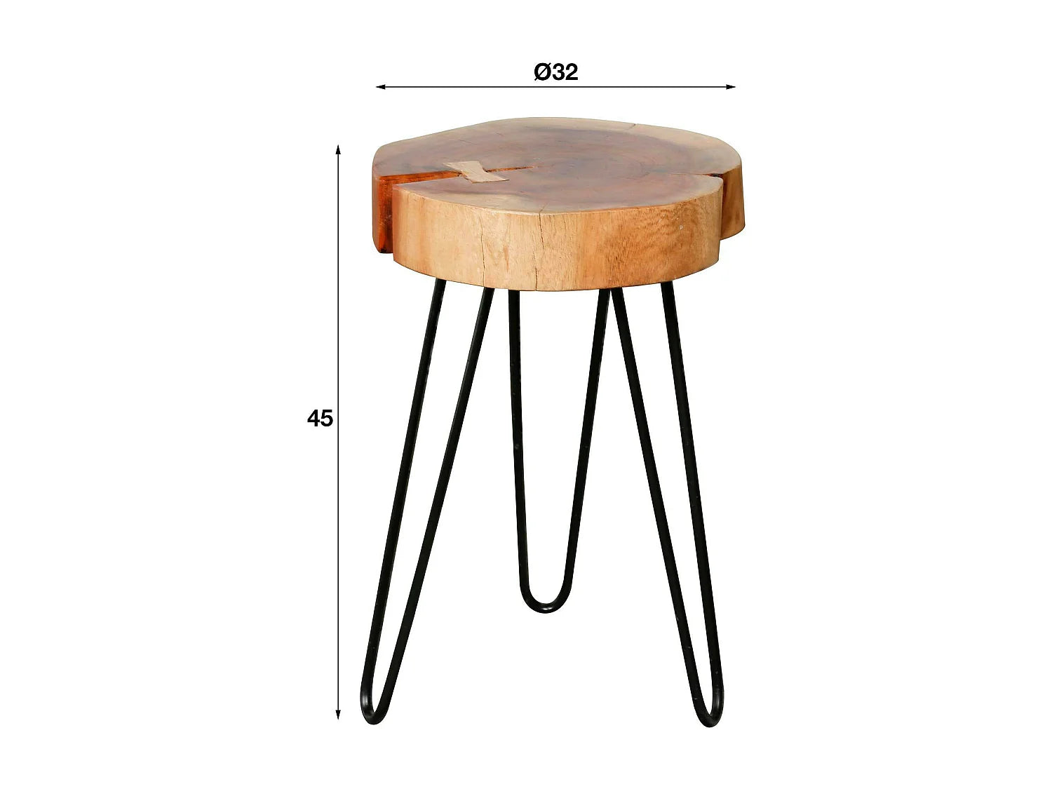 Bout de canapé tronc en acacia massif beige – SOUCHE