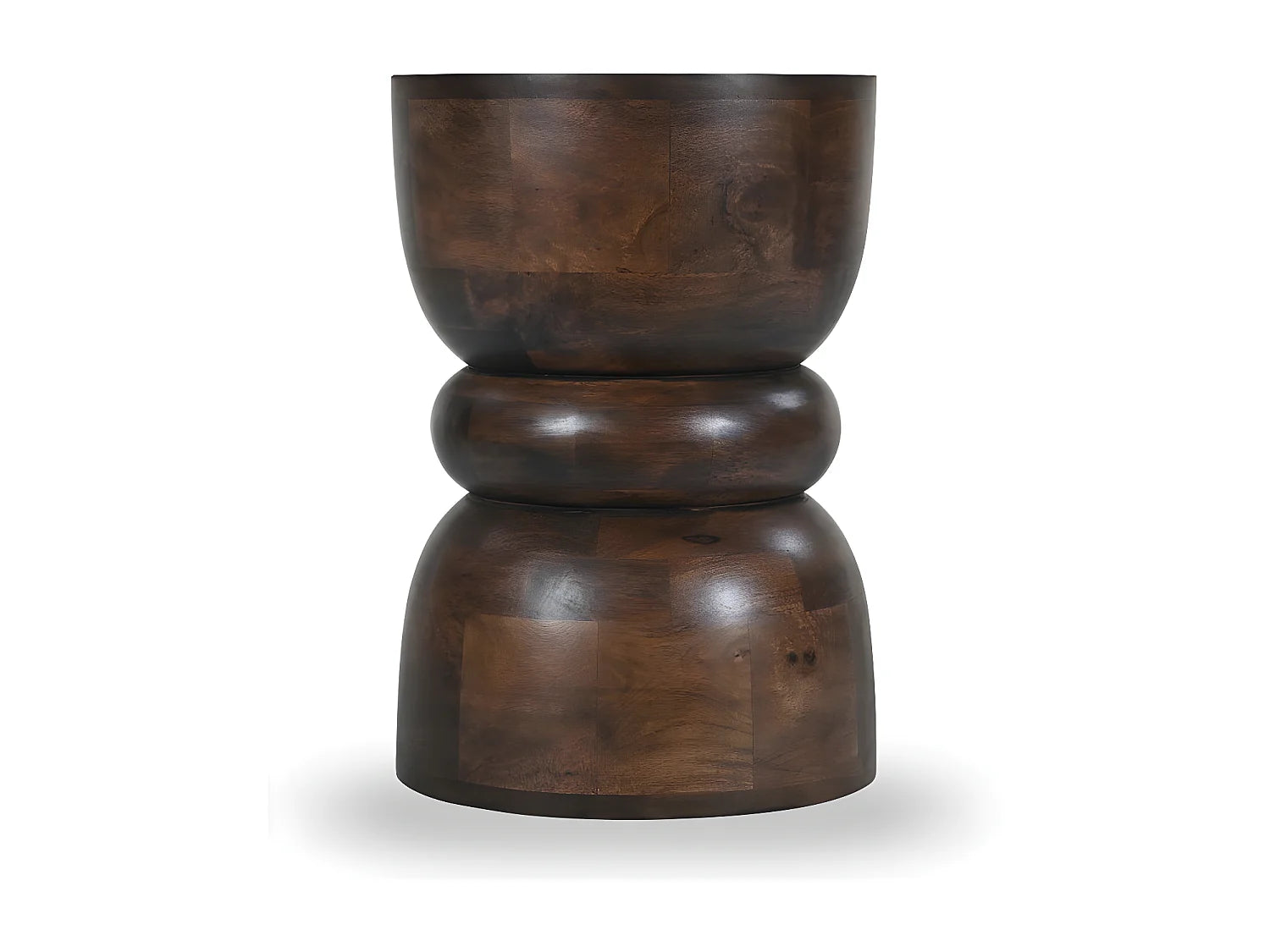 Bout de canapé rond en bois massif foncé – SUMATRA