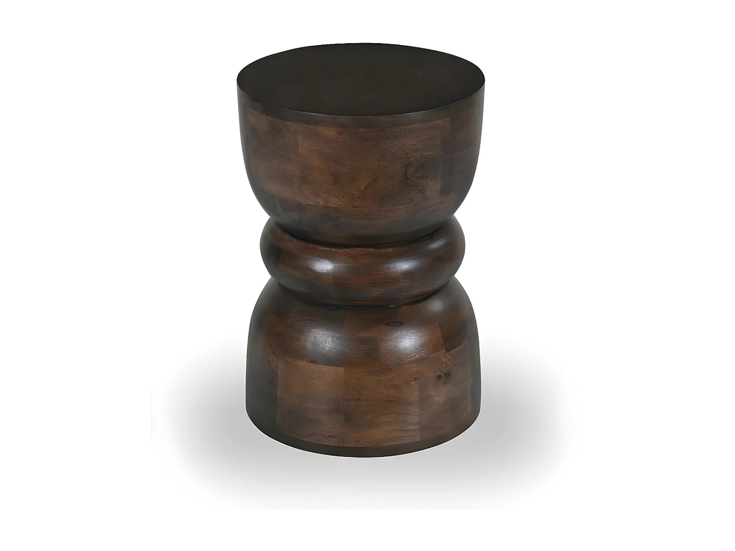 Bout de canapé rond en bois massif foncé – SUMATRA