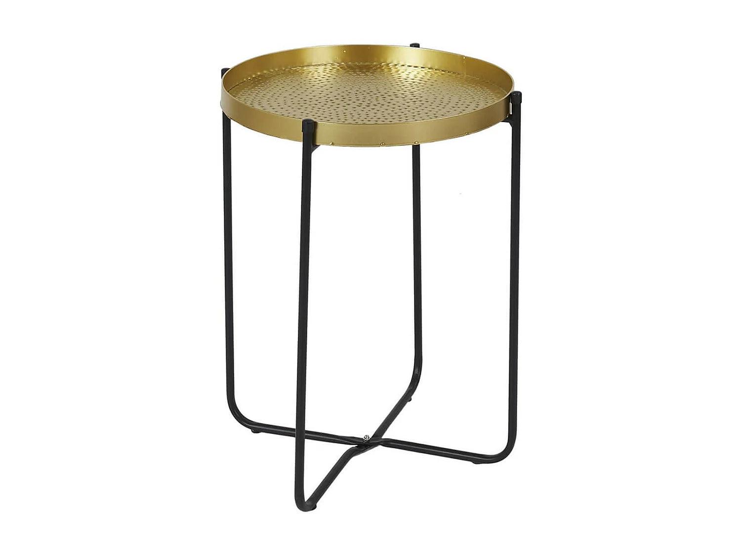 Bout de canapé rond doré martelé et noir – ZÉLIA