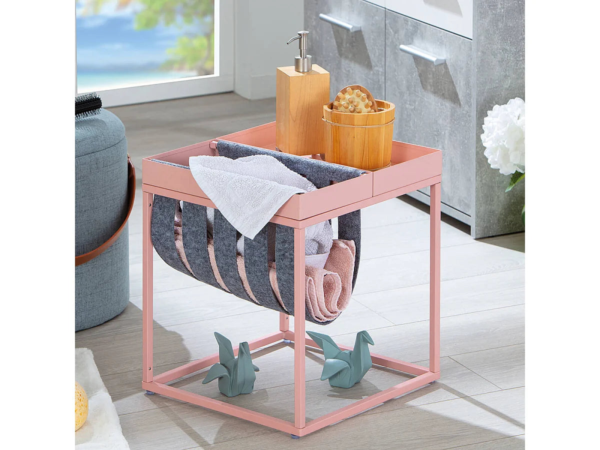 Bout de canapé en métal rose porte-brochure – ROSALIE