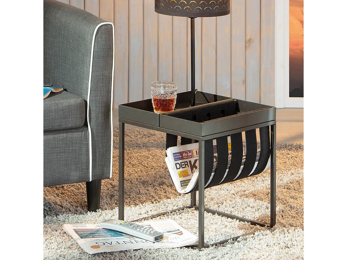 Bout de canapé en métal gris porte-brochure – SILAX