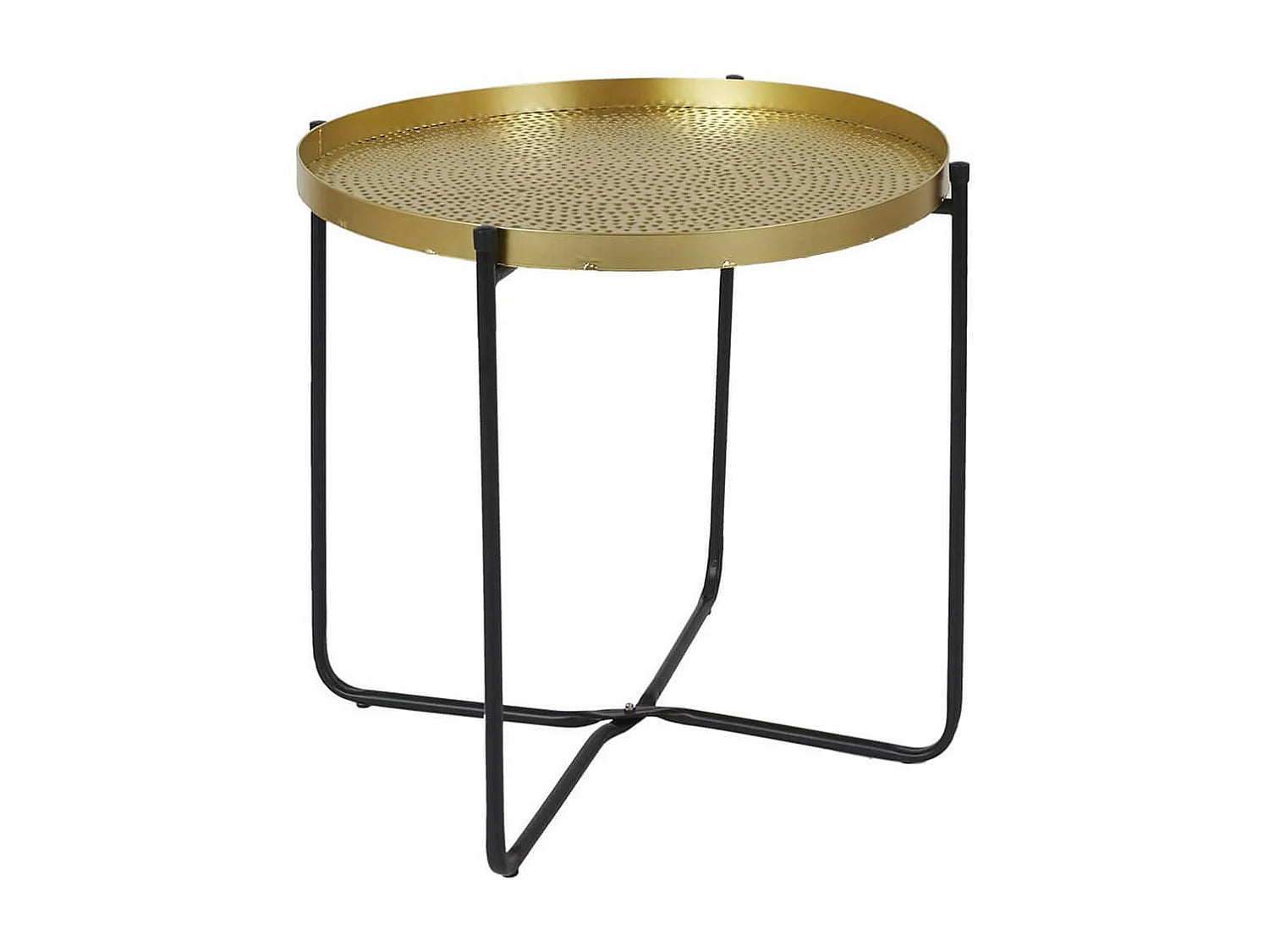 Bout de canapé rond métal doré martelé – ORIENTA