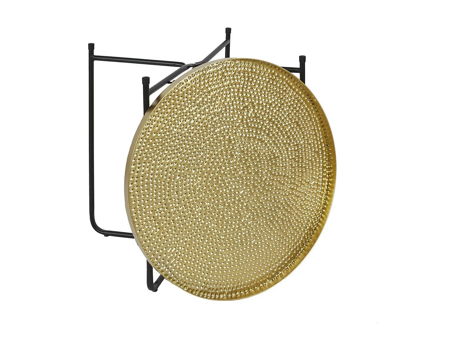 Bout de canapé rond métal doré martelé – ORIENTA