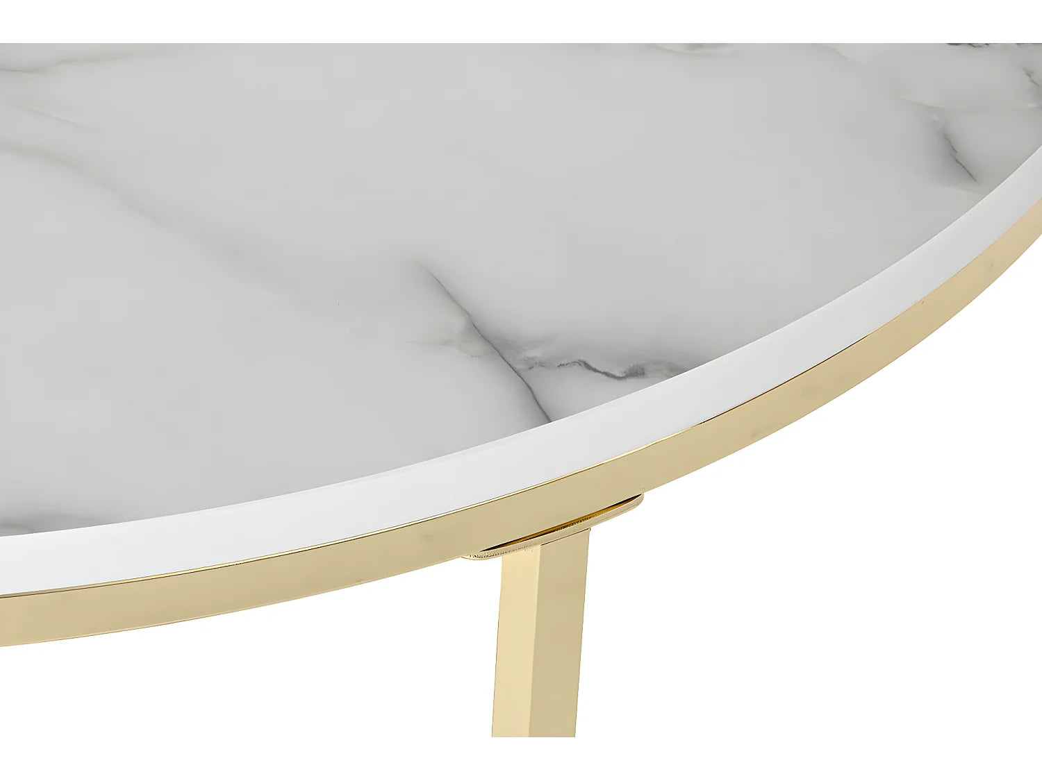 Bout de canapé rond marbre blanc et métal doré – ARIA