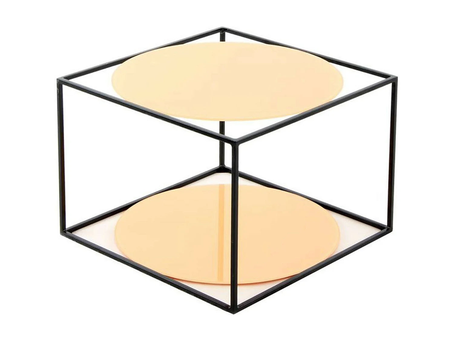 Bout de canapé cube 2 niveaux orange et noir – CITRUS