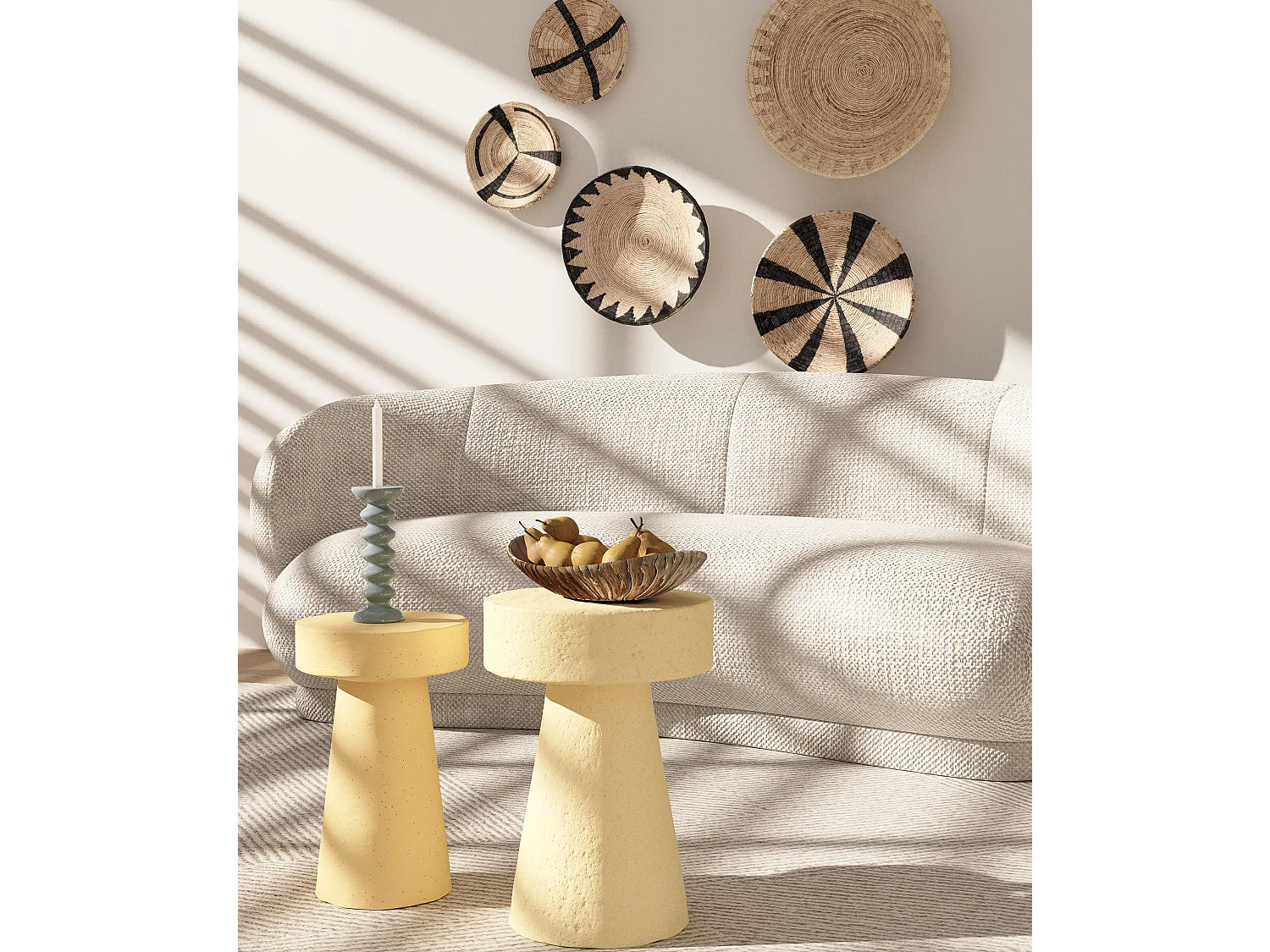 Bout de canapé rond design en magnésie bleu – GALÉA