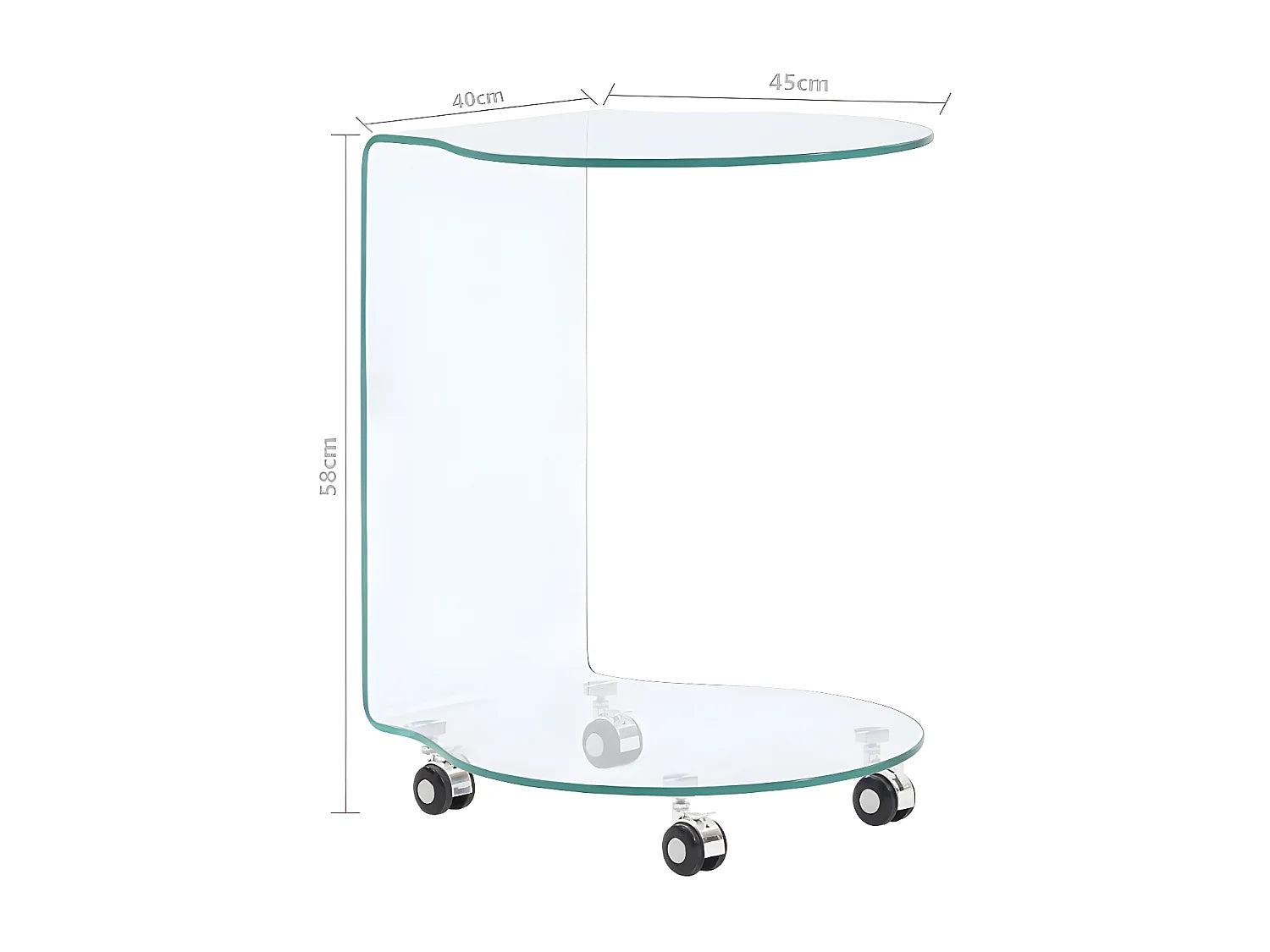 Bout de canapé en verre trempé sur roulettes – NIUFA