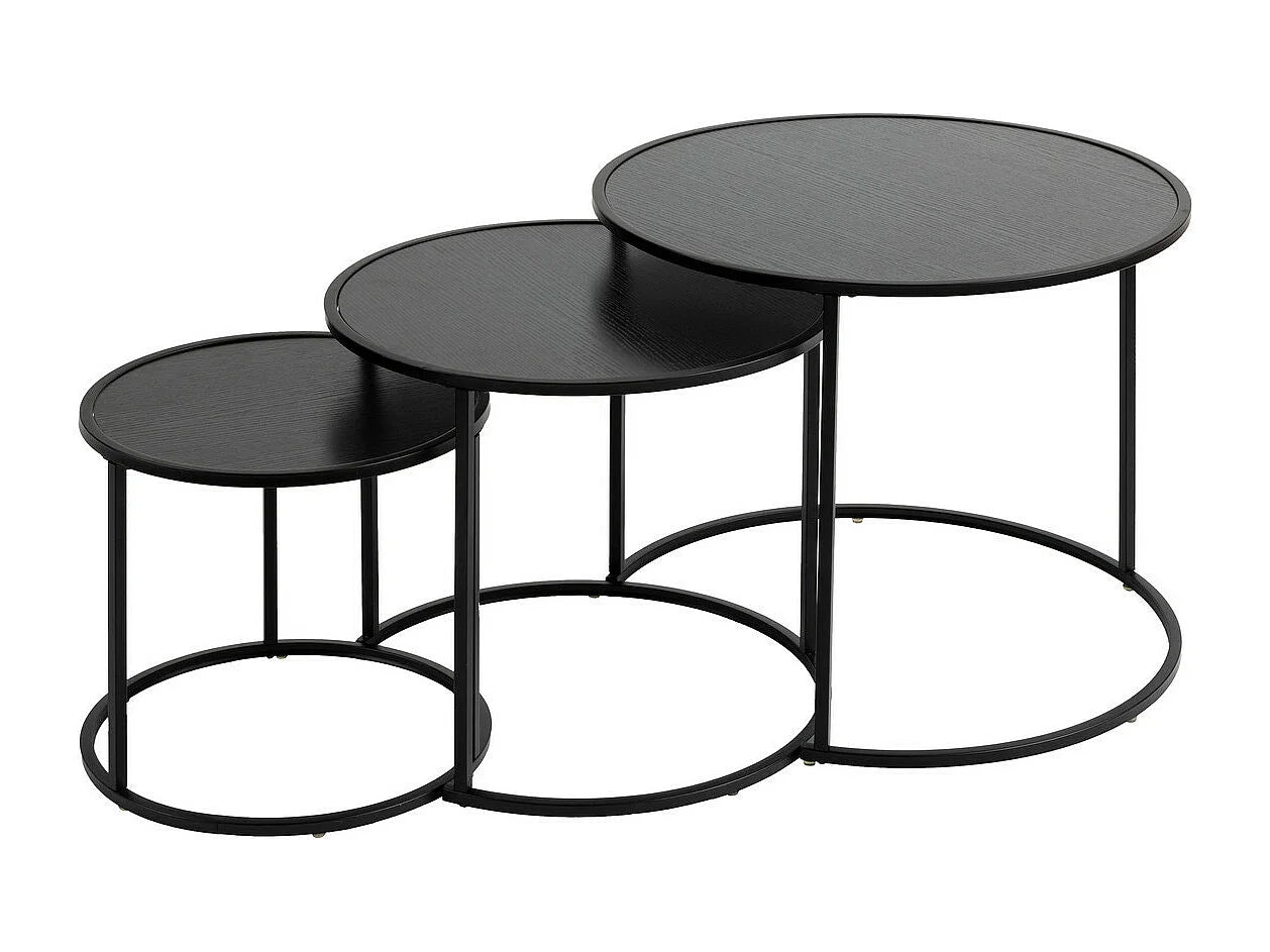 Bout de canapé gigogne lot de 3 métal noir – TRIADE
