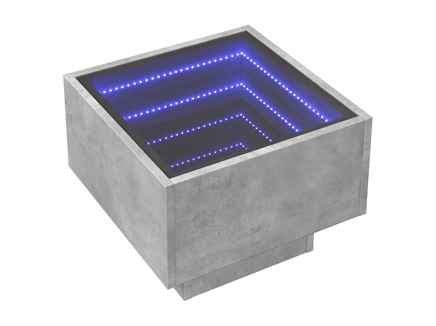 Bout de canapé carré bois gris béton LED – LUMEO