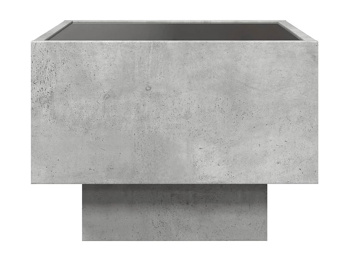 Bout de canapé carré bois gris béton LED – LUMEO