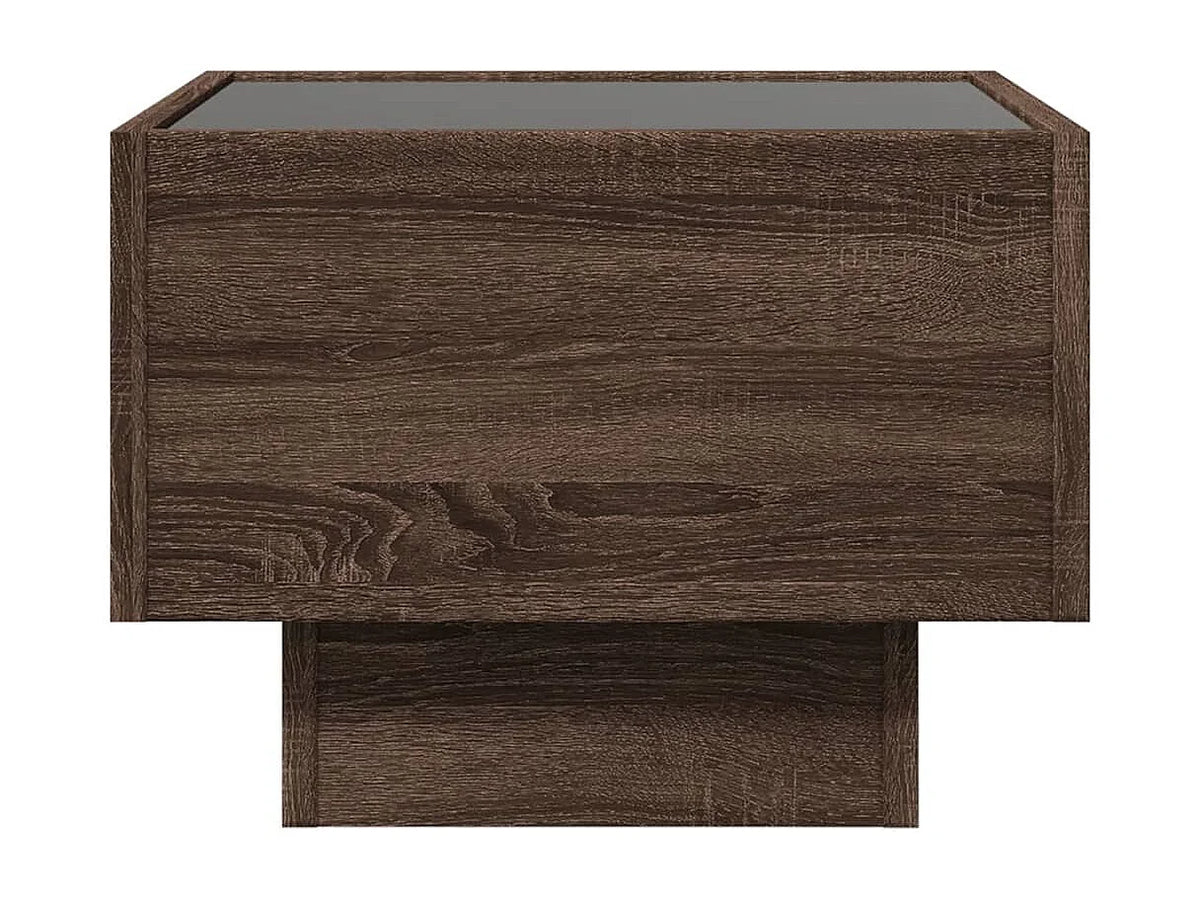 Bout de canapé bas chêne marron à LED – LUMIO
