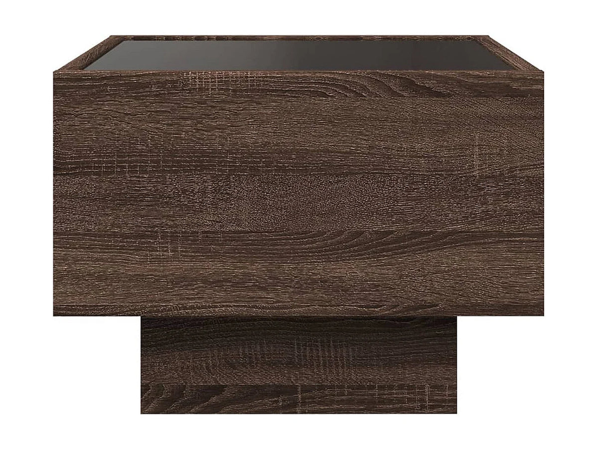 Bout de canapé bas chêne marron à LED – LUMIO