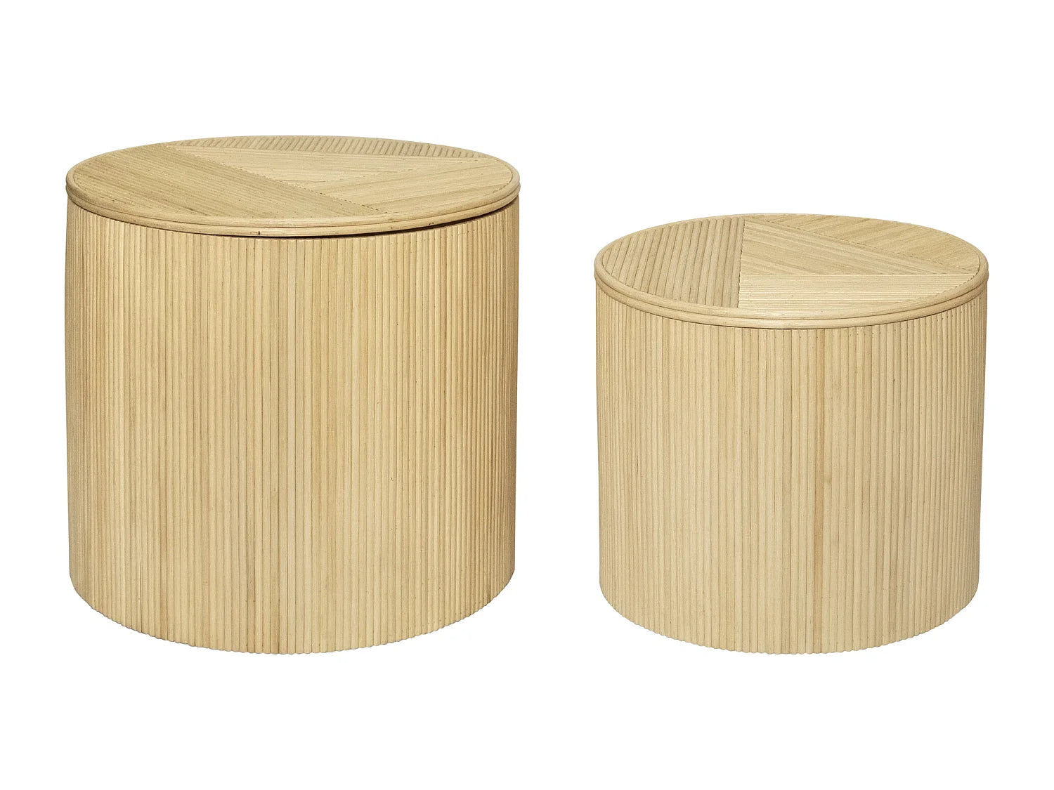 Bout de canapé rond en rotin avec rangement – CANNA