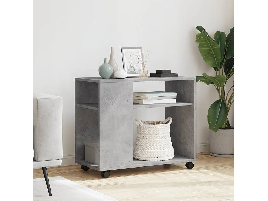 Bout de canapé bas à roulettes gris béton – BASALTE