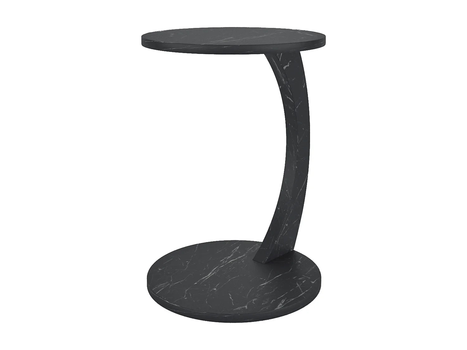 Bout de canapé rond effet marbre noir – ONYX