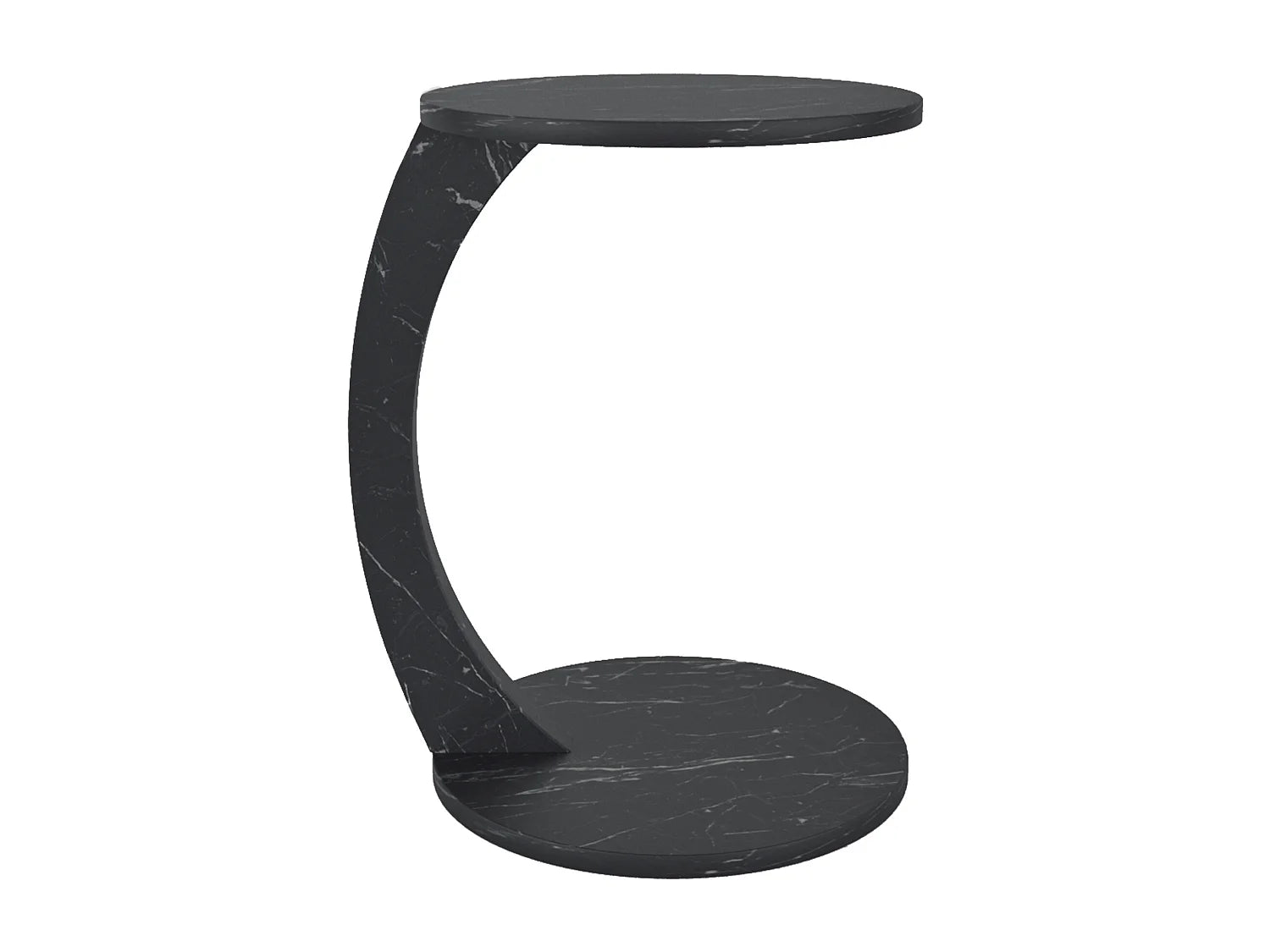 Bout de canapé rond effet marbre noir – ONYX