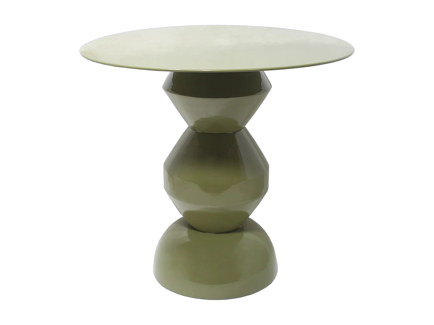 Bout de canapé rond en métal vert kaki – HEXANE