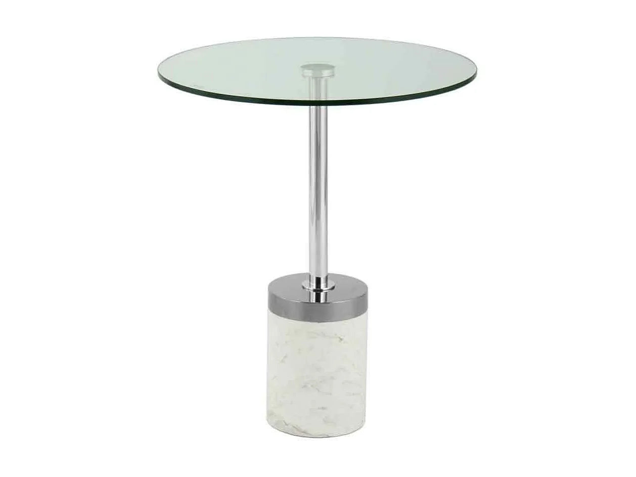 Bout de canapé rond en marbre blanc et argent – LANIMA
