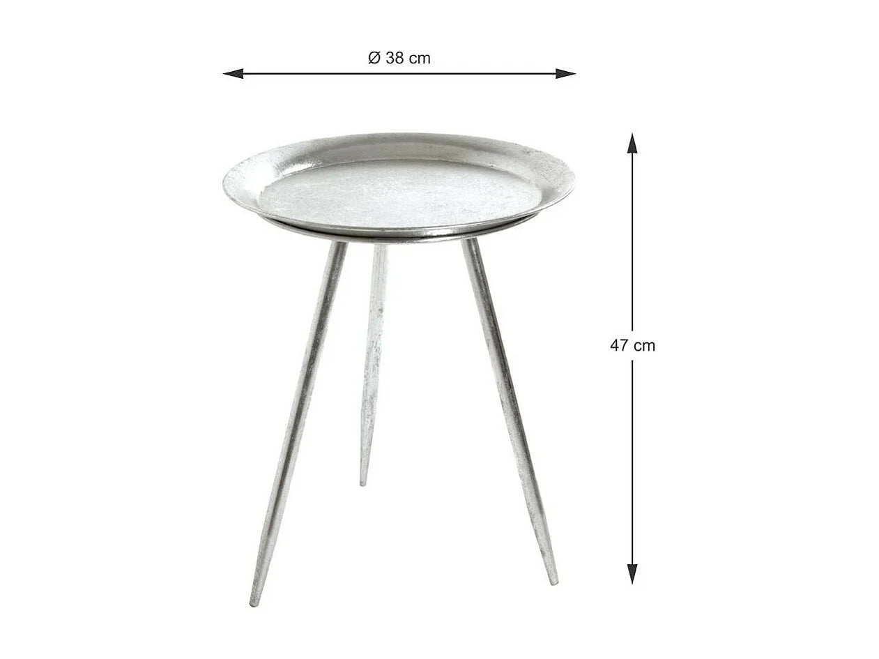 Bout de canapé rond en métal argenté laqué – SIENO