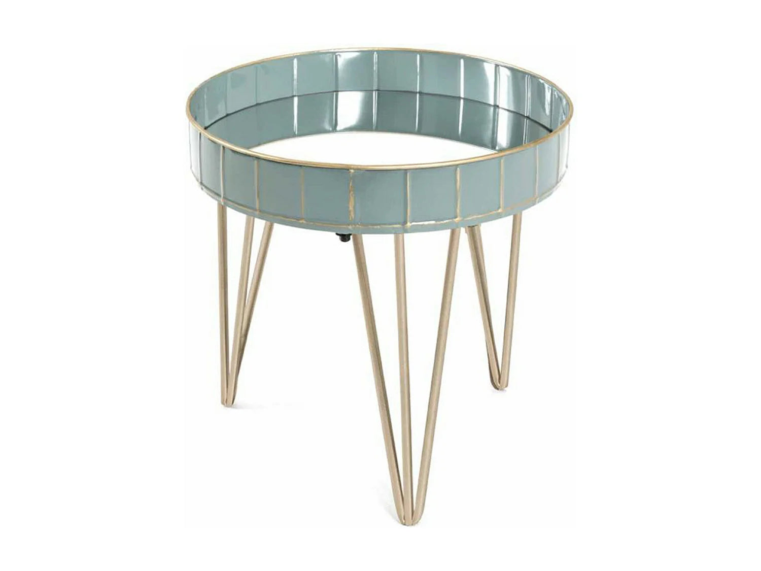 Bout de canapé rond acier miroir bleu – AZURIO