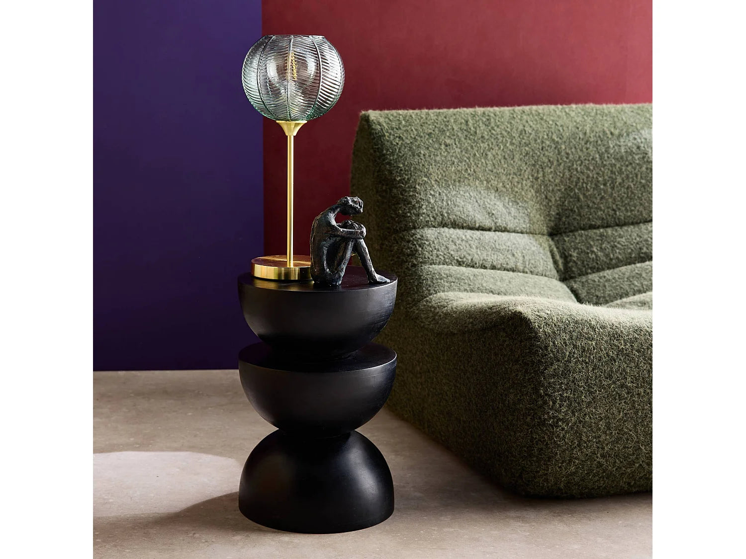 Bout de canapé tabouret bois de manguier noir – SITÉO
