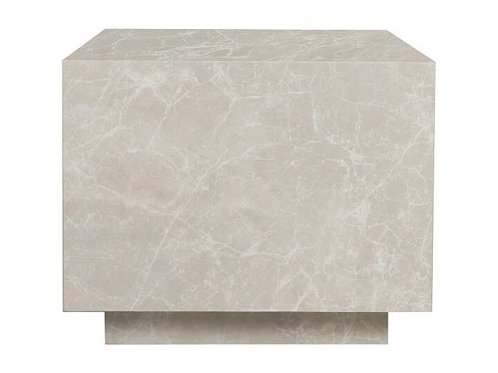 Bout de canapé carré effet marbre beige – LIPANI