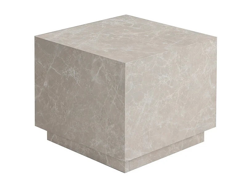 Bout de canapé carré effet marbre beige – LIPANI