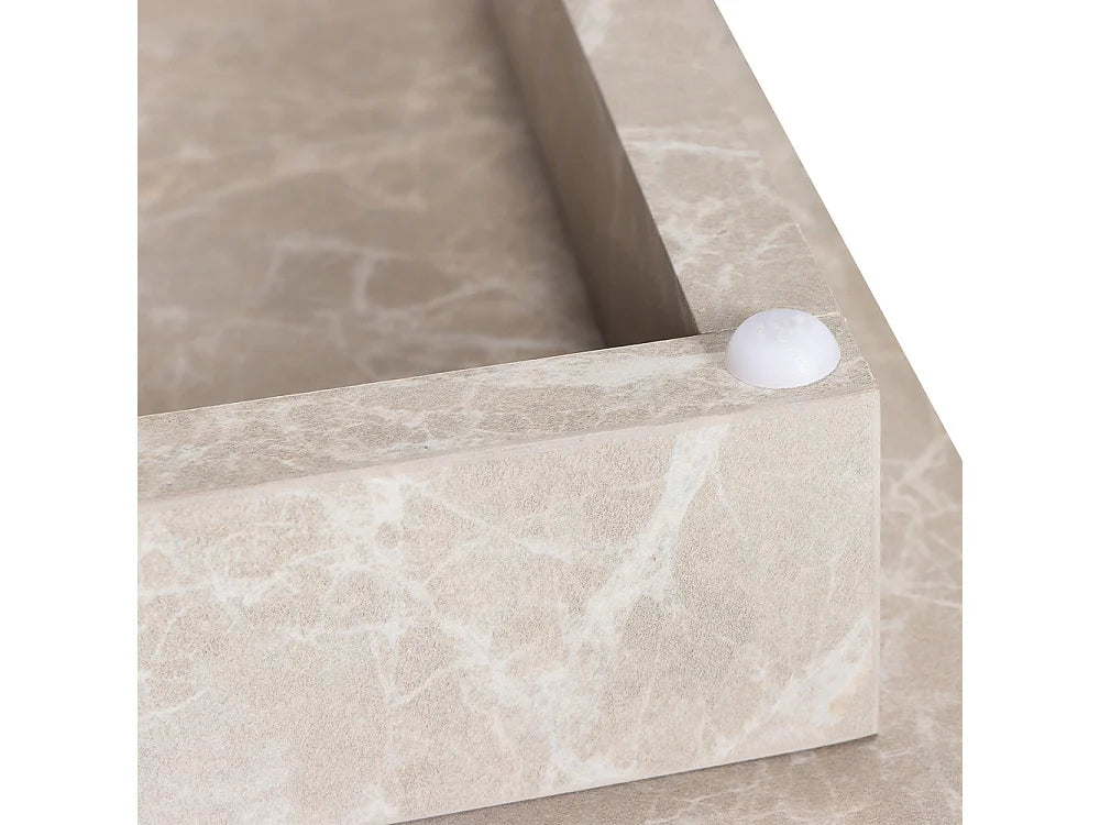 Bout de canapé carré effet marbre beige – LIPANI
