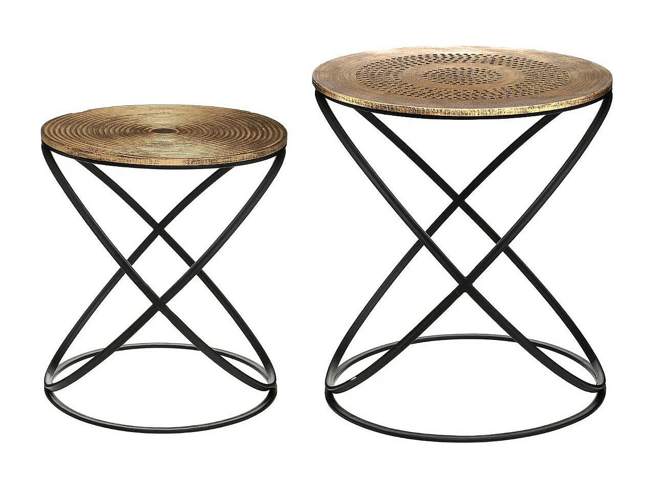 Bout de canapé bois et métal doré déco ethnique – SAVANE