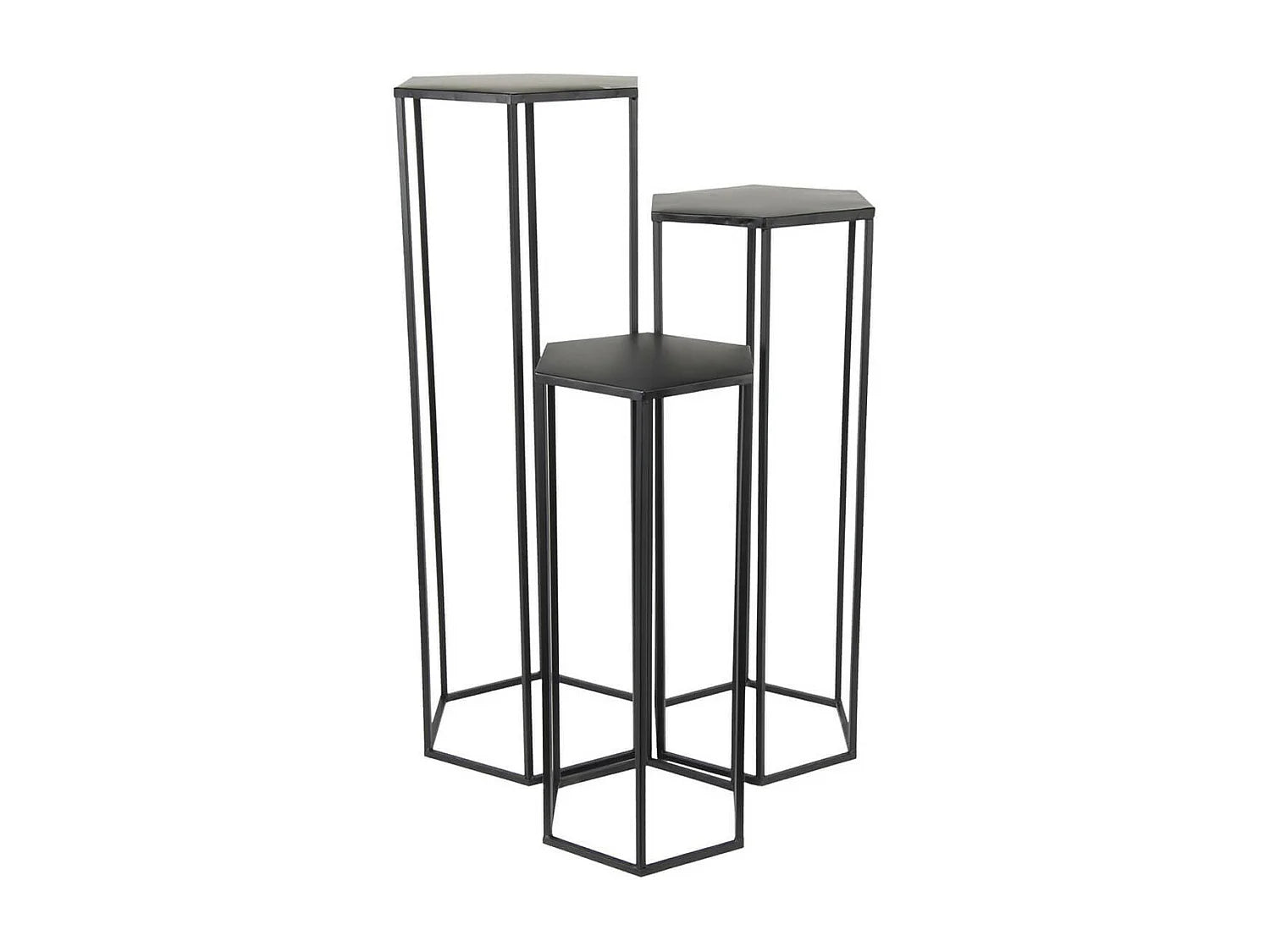 Bout de canapé gigogne lot de 3 métal noir – TRIVELA