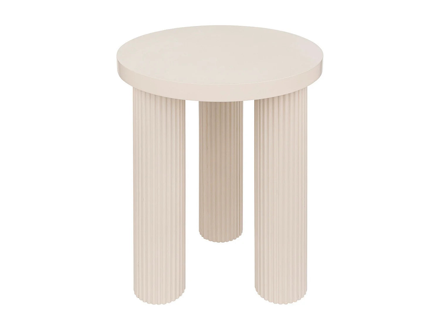 Bout de canapé rond en bois crème cannelé – TELLINA