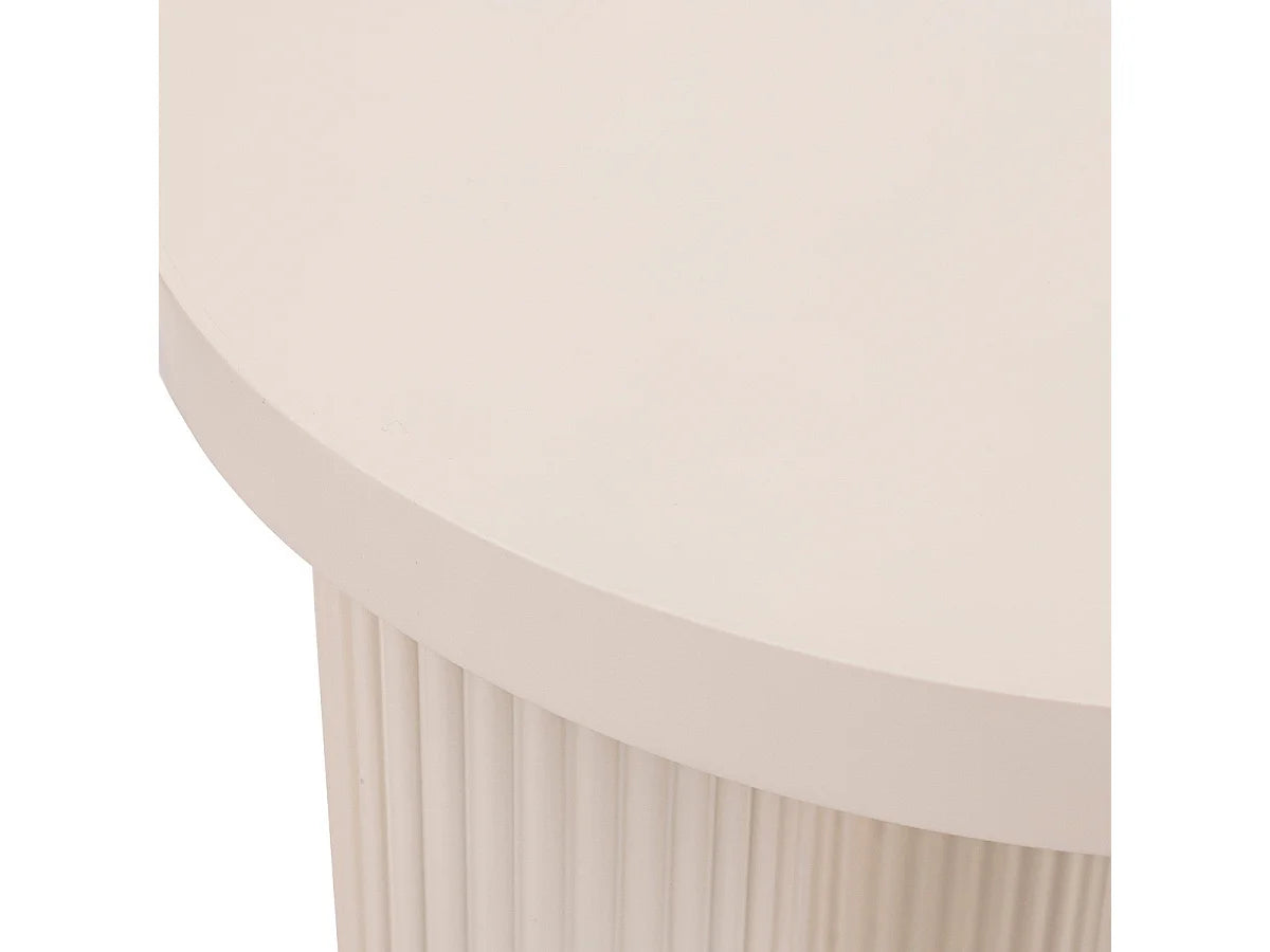 Bout de canapé rond en bois crème cannelé – TELLINA