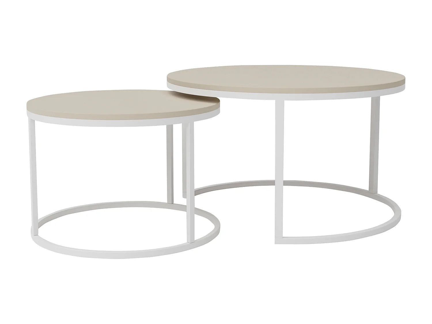 Bout de canapé rond beige 2 en 1 design – LAVANNE