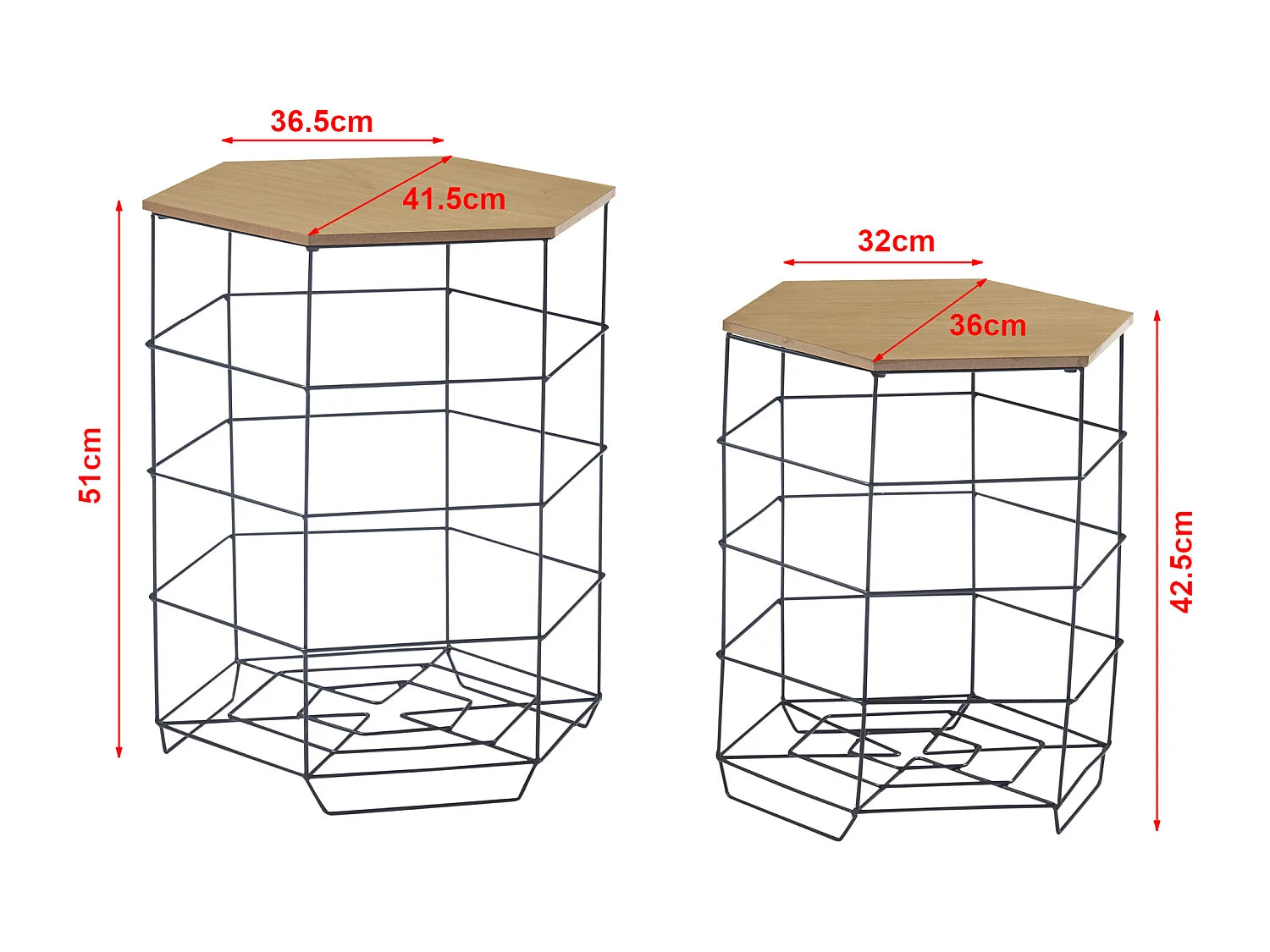 Lot de 2 bouts de canapé métal noir effet bois – HORVIK