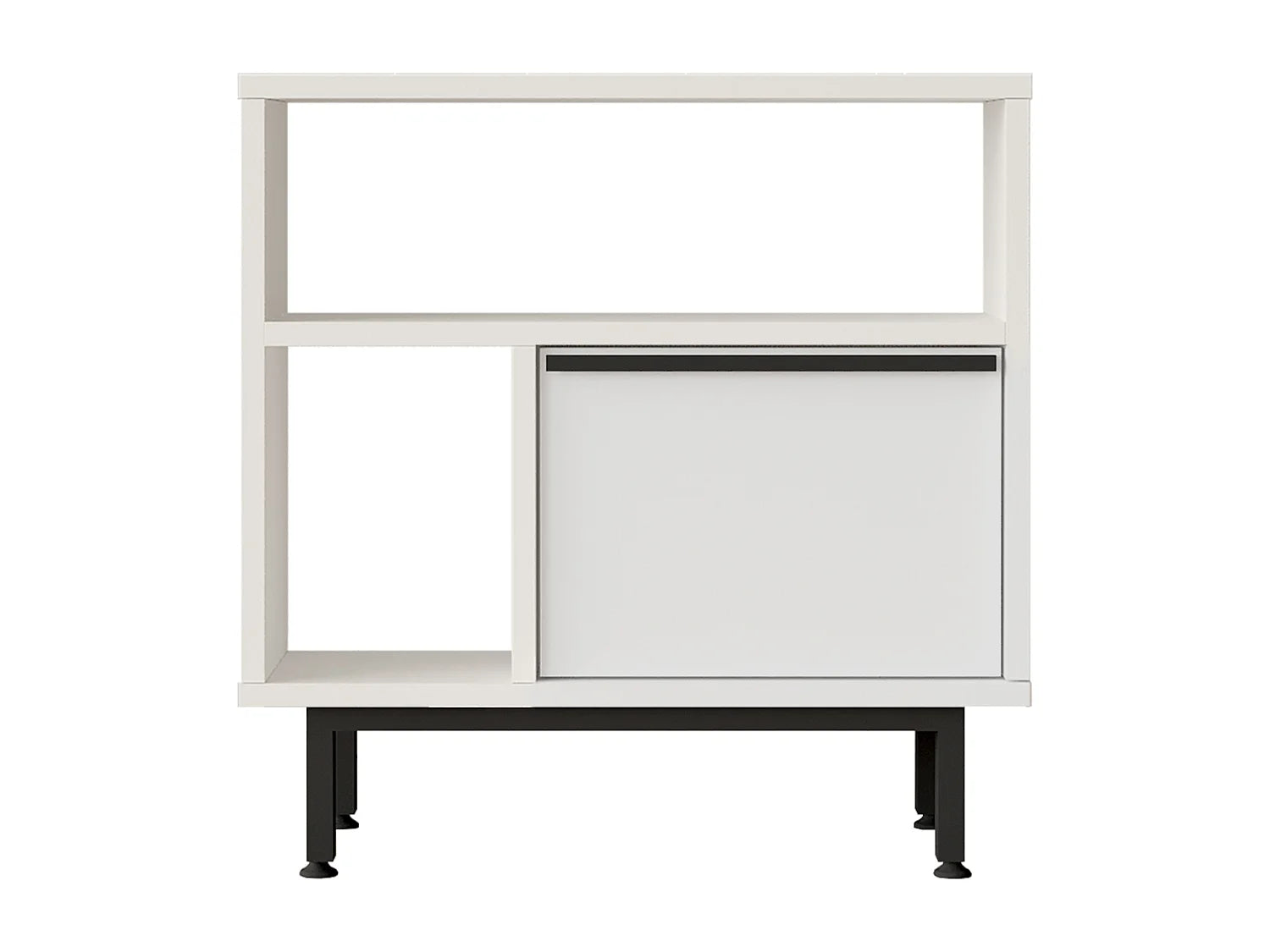 Bout de canapé carré en métal blanc avec rangement – VESLO