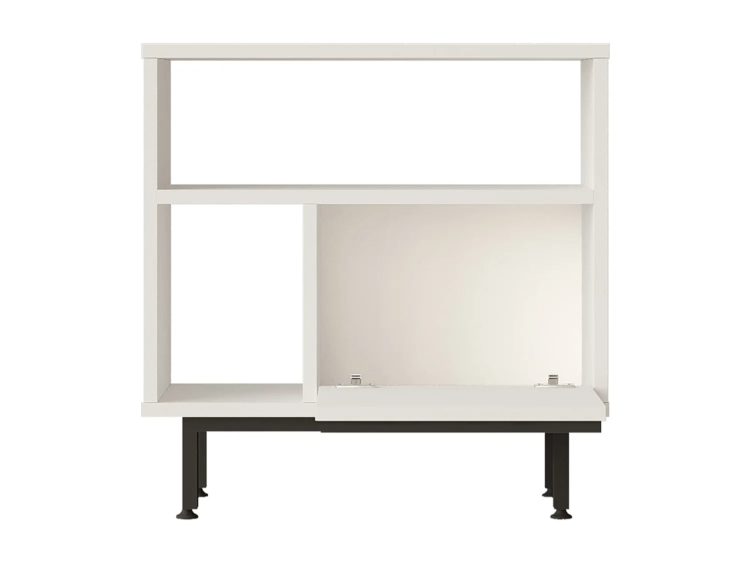 Bout de canapé carré en métal blanc avec rangement – VESLO