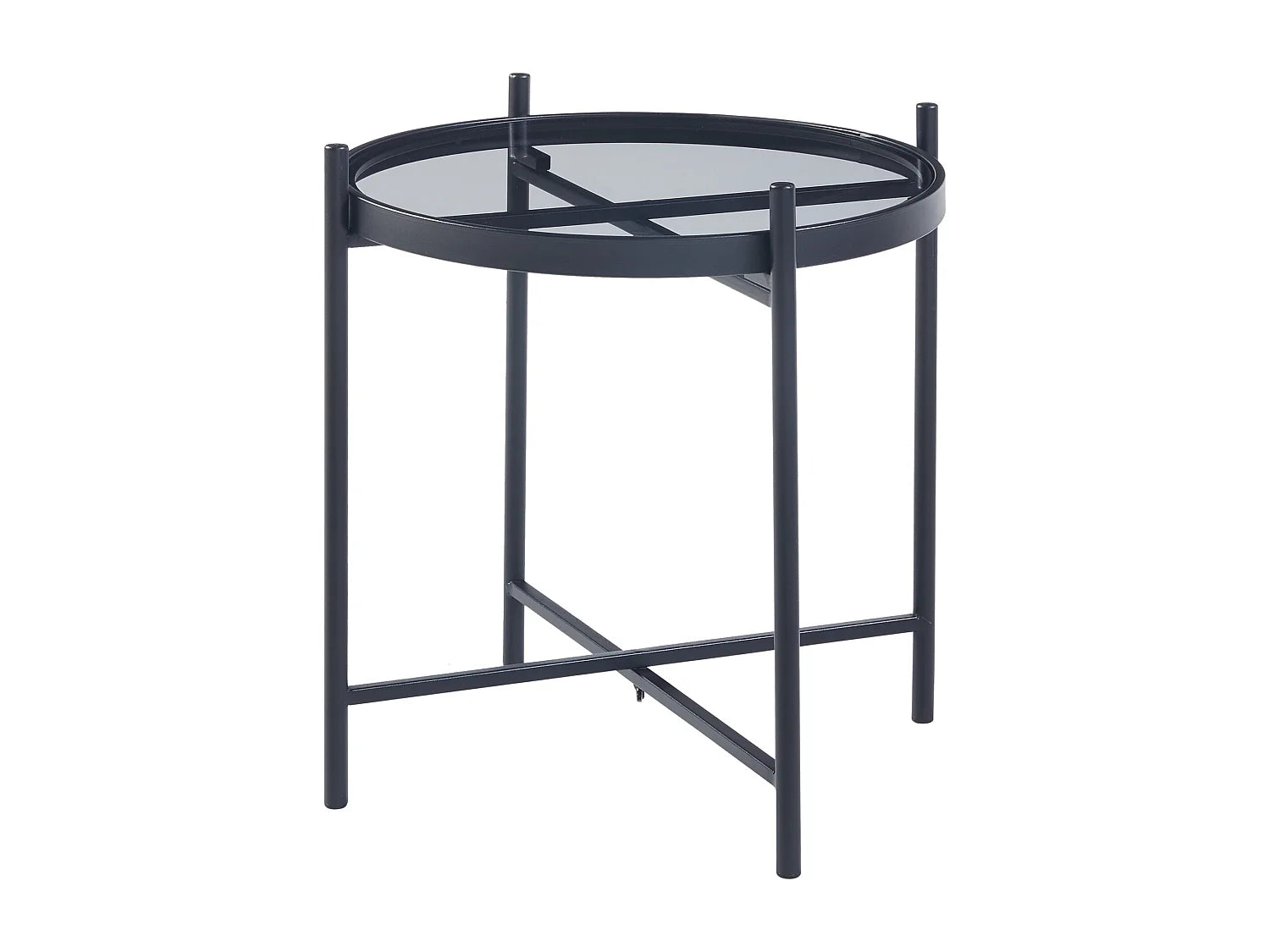 Bout de canapé rond en verre trempé noir – LIORA