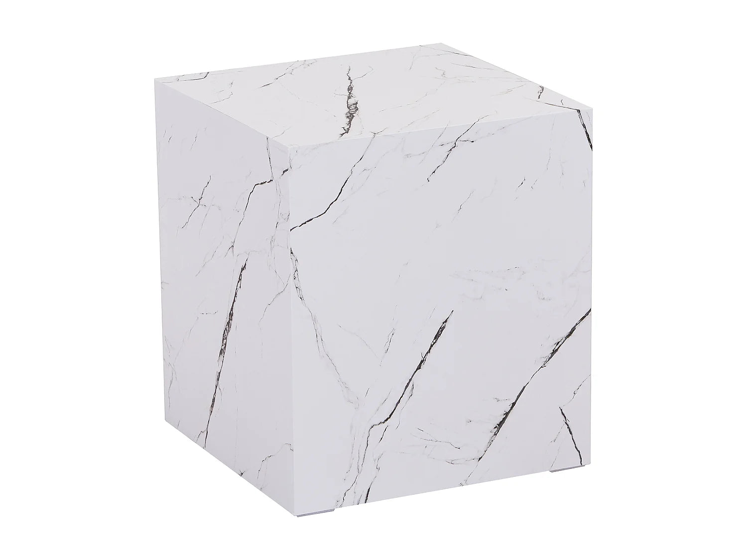 Bout de canapé carré aspect marbre blanc – LATTEA