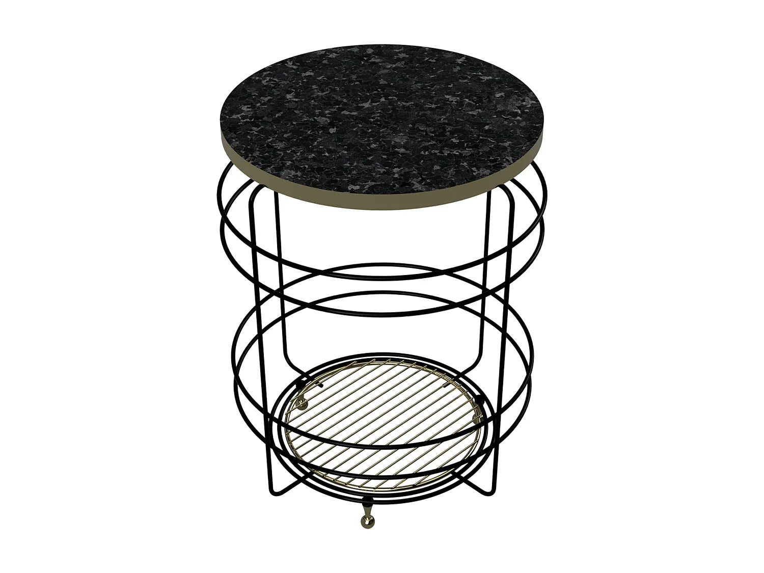 Bout de canapé effet marbre noir et or avec panier – PADASJOKI