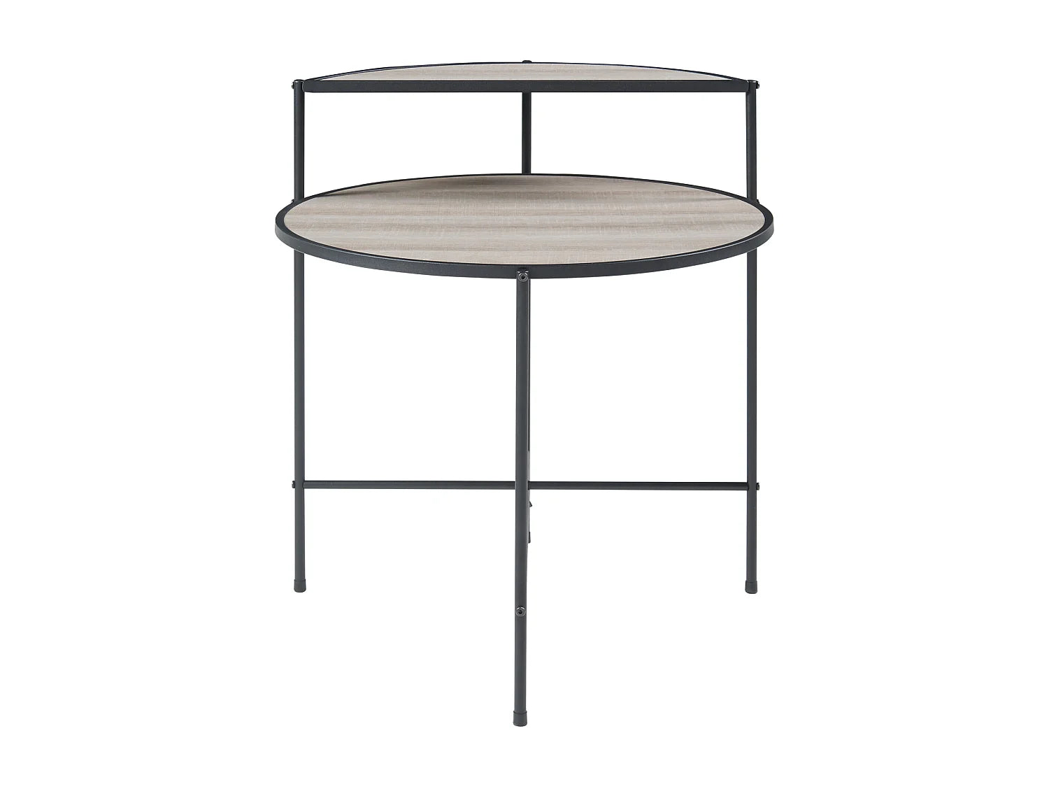 Bout de canapé rond bois et métal effet chêne – BIRKA