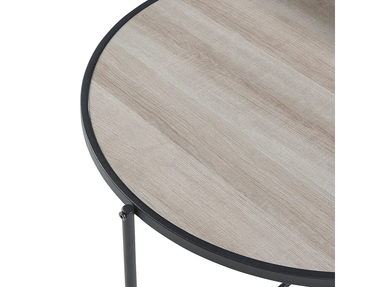 Bout de canapé rond bois et métal effet chêne – BIRKA