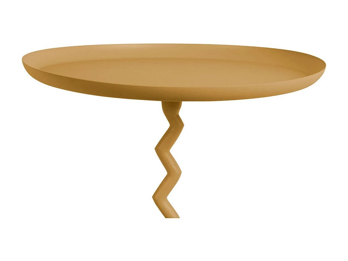 Bout de canapé rond métal zigzag jaune moutarde – ZIGÉO