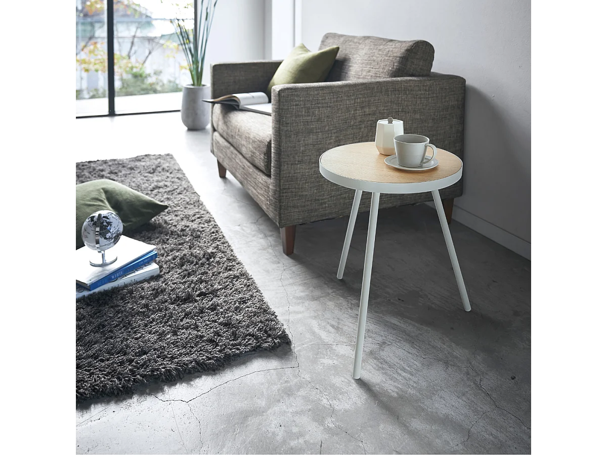 Bout de canapé rond minimaliste blanc – TOWER