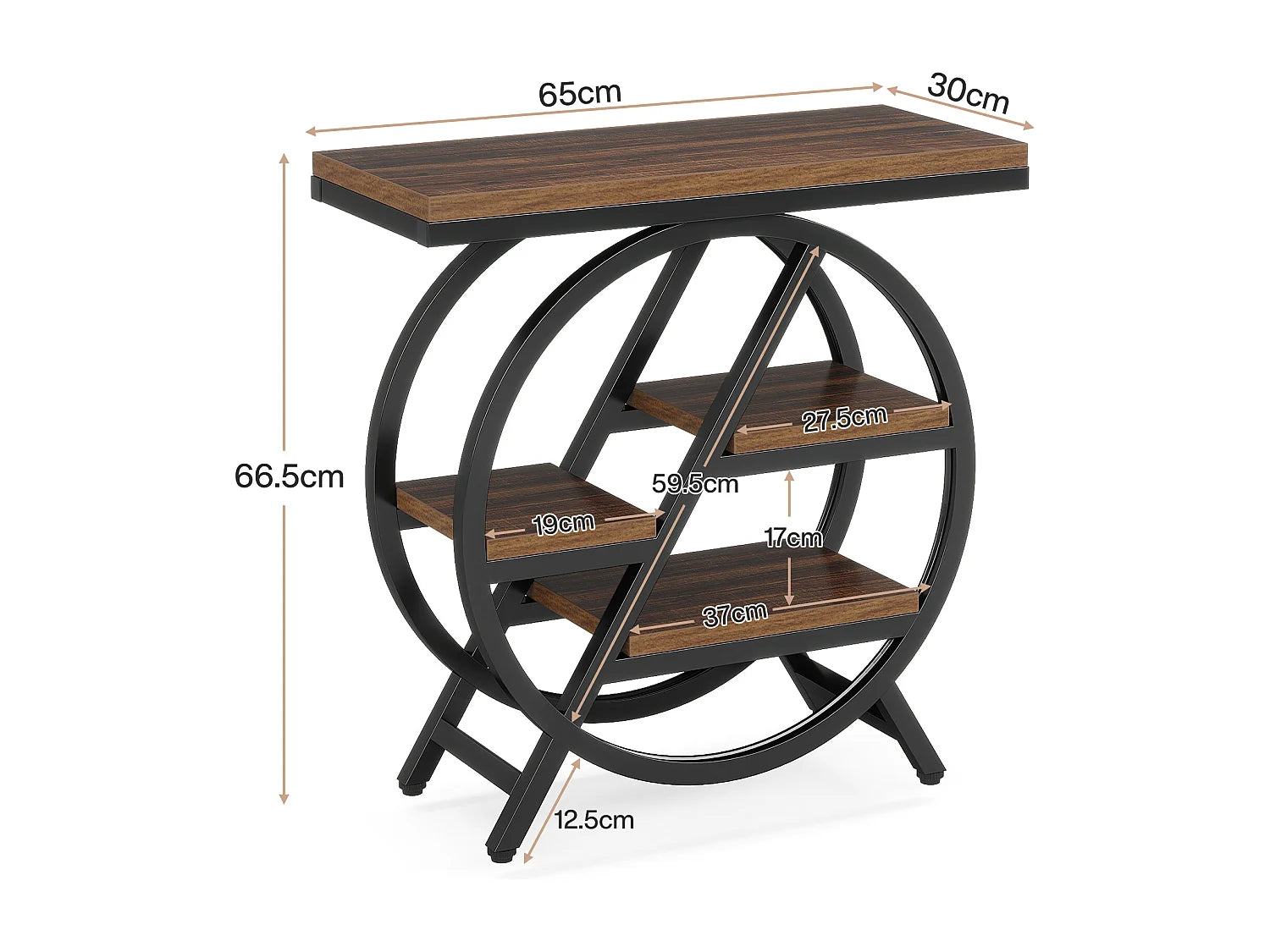 Bout de canapé étroit 3 niveaux bois et métal – WORKTI